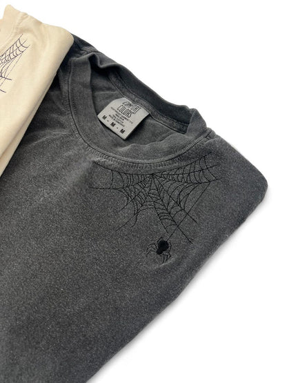 Embroidered Spider shirt, Halloween tshirt, Spooky Season, Spider shirt, Halloween, Extended sizes, Embroidery, Comfort colors, Spider