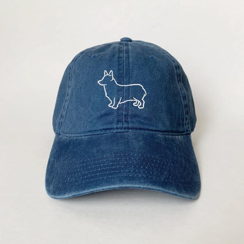 Cute Corgi Embroidered Dad Hat Vintage Adjustable Baseball Cap, Minimalist Dog Lover Gift, Aesthetic Pet Owner Hat, Casual Everyday Unisex Cap for Corgi Fans and Animal Lovers