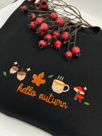 Cozy Autumn Embroidered Falling Leaves Sweatshirt, Fall Leaves Crewneck, Seasonal Crewneck, Thanksgiving Time, Fall Embroidery, Botanical
