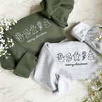 Embroidered Merry Christmas Sweatshirt Hoodie, Embroidered Christmas Crewneck Sweatshirt, Embroidered Gingerbread Sweater, Custom Xmas Gift