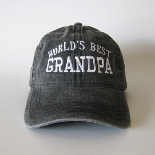 World s Best Grandpa Hat Embroidered Vintage Dad Cap, Gift for Grandpa, Father s Day Gift, Custom Baseball Cap for Grandfather