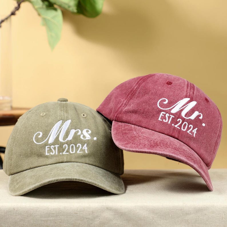 Personalized Mr. And Mrs. Embroidered Hat | Custom Couple Caps | Unstructured Dad Hat | Just Married Cap | Honeymoon Hats il_794xN.6292600335_bl0s.jpg