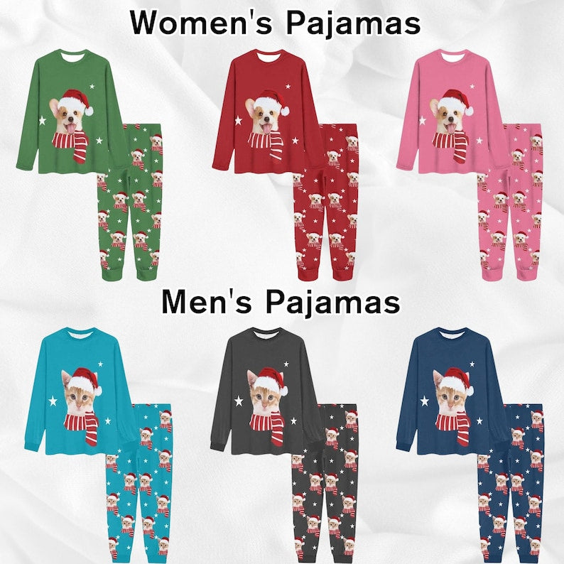 Custom Dog face Christmas Pajamas, Custom Face Pajama Set Top Pants, Custom Pajamas for Woman Man Family, Custom Pajama Pants Trousers Socks il_794xN.6294499156_67l8.jpg