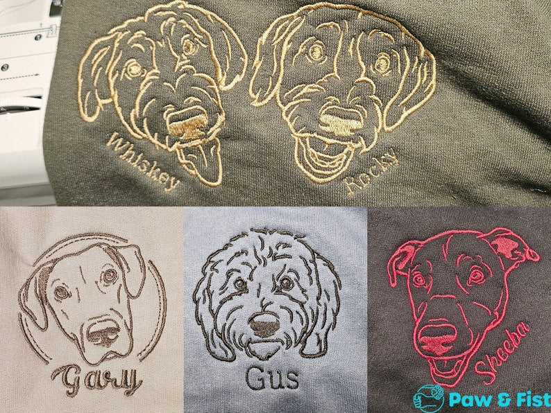 Embroidered Sweatshirt Custom Dog Mom Birthday Gift Dog Lover Sweatshirt Cat Lover Personalized Dog Dad Gift Pet Face Sweatshirt Gift Father