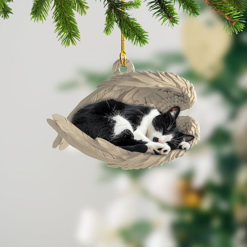 Sleep Cat In Peace Custom Cat Breed Personalized Tuxedo Cat Sleeping Angel Ornament, Tuxedo Cat Angel Wings Ornament, Tuxedo Cat Car Ornament, Cat Christmas Gift il_794xN.6296937176_7fdc.jpg