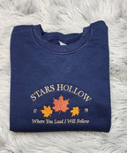 Stars Hollow Embroidered Crewneck | Where You Lead I Will Follow | Cozy Book Lover Gift | Stars Hollow Gift