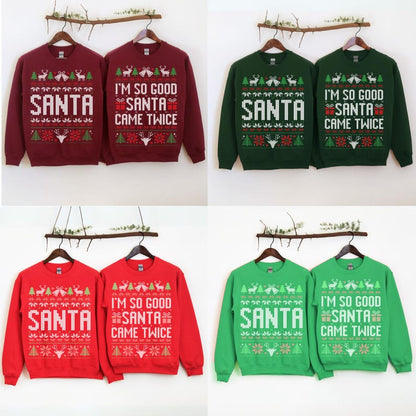 Unisex Funny Couples Ugly Christmas Sweater, Couples Matching Ugly Christmas Sweater, Santa Twice, Christmas Pajamas, Sold Seperate il_794xN.6311233442_bqow_11621322-29e0-4a4c-88b4-17d83102de1c.jpg