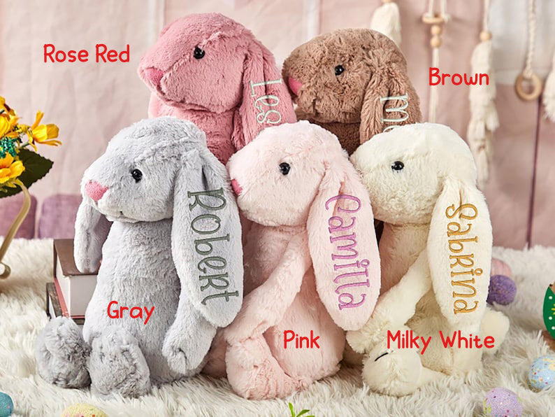 Personalized Embroidered Bunny Rabbit, Personalised Bunny Rabbit Toy,Custom Monogrammed Bunny Rabbit,Bunny Soft Plush Toy,Kids Birthday Gift