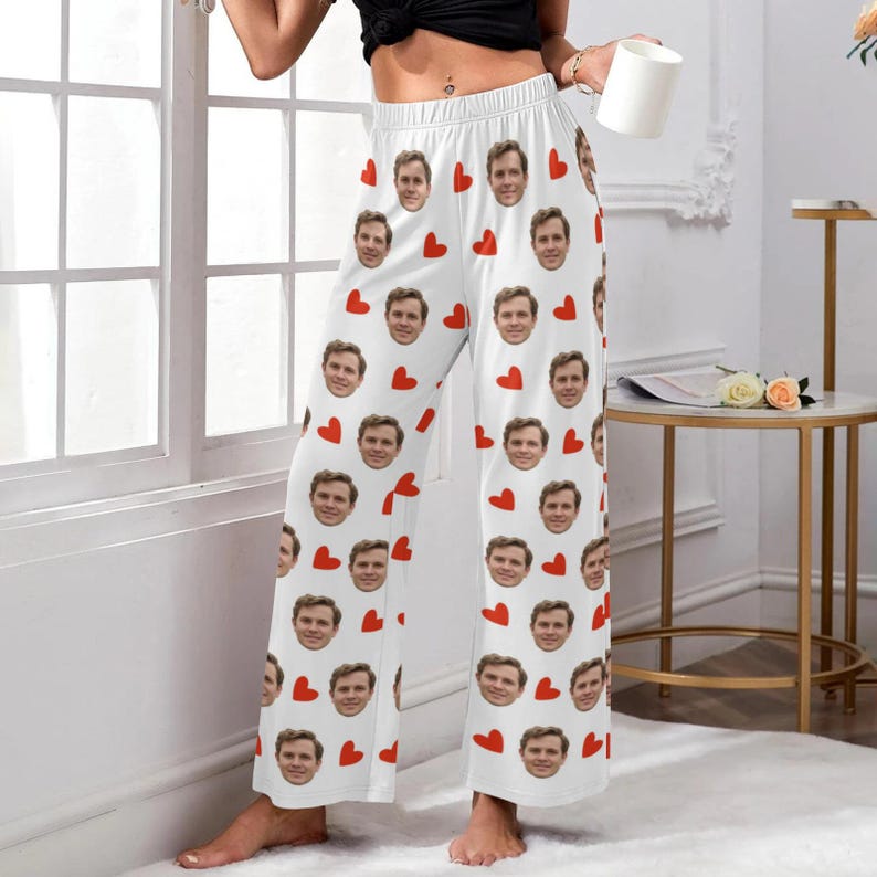Custom photo pajama pants for Women Men, Personalized Face pajama pants socks, Gift for Wife Husband, Anniversary Gift, Valentine's day Gift il_794xN.6315836469_2w4d.jpg