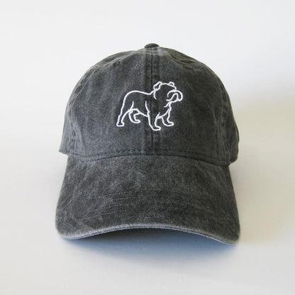 Bulldog Embroidered Dad Hat Vintage Washed Baseball Cap, Cute Dog Lover Gift, Pet Owner Hat, Animal Embroidery Unisex Casual Cap