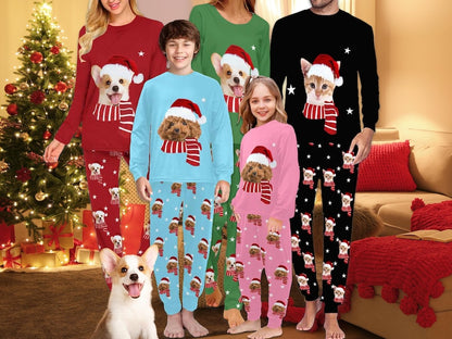 Custom Dog face Christmas Pajamas, Custom Face Pajama Set Top Pants, Custom Pajamas for Woman Man Family, Custom Pajama Pants Trousers Socks il_794xN.6342556739_rti5.jpg