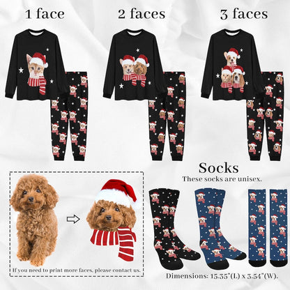 Custom Dog face Christmas Pajamas, Custom Face Pajama Set Top Pants, Custom Pajamas for Woman Man Family, Custom Pajama Pants Trousers Socks il_794xN.6342557059_pp4a.jpg