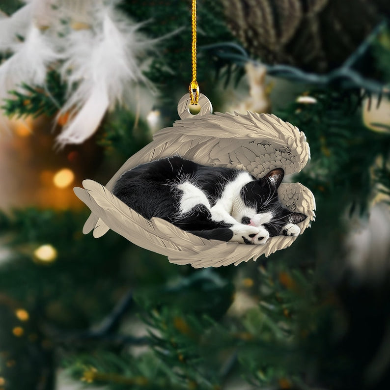 Sleep Cat In Peace Custom Cat Breed Personalized Tuxedo Cat Sleeping Angel Ornament, Tuxedo Cat Angel Wings Ornament, Tuxedo Cat Car Ornament, Cat Christmas Gift il_794xN.6344999243_q4a5.jpg
