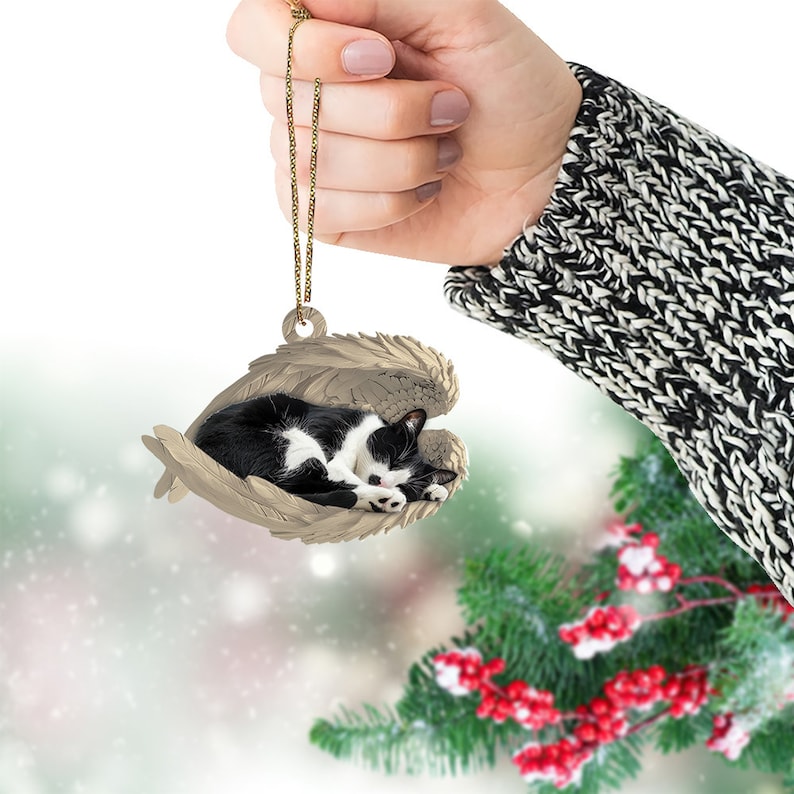 Sleep Cat In Peace Custom Cat Breed Personalized Tuxedo Cat Sleeping Angel Ornament, Tuxedo Cat Angel Wings Ornament, Tuxedo Cat Car Ornament, Cat Christmas Gift il_794xN.6344999245_1366.jpg