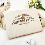 Farm Fresh Pumpkin Embroidered Sweatshirt, Pumpkin Patch Embroidered Hoodie, Oversized Crew Neck Sweatshirt or Hoodie, Unisex