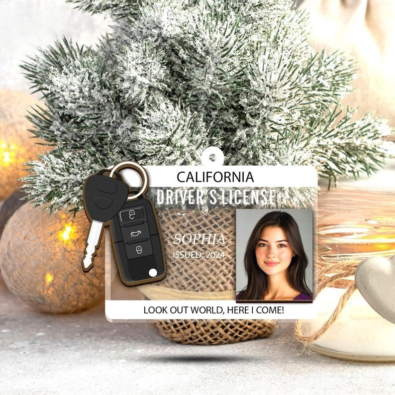 Personalized New Driver Ornament 2025, Drivers License Ornament, Gift for New Driver, Driving Ornament, Drivers Permit Christmas Ornament il_794xN.6350531977_cp6q_1.jpg