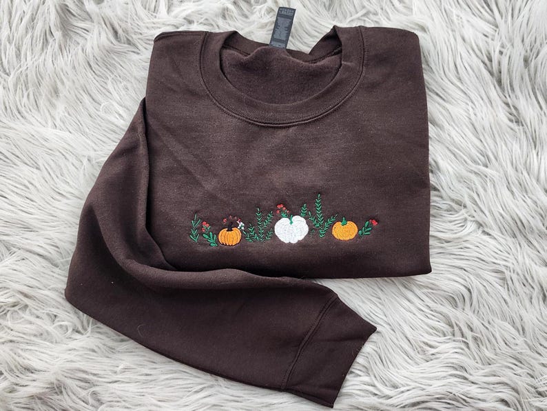 Enchanted Fall Pumpkins Embroidered Crewneck - Pumpkin Patch Crewneck - Autumn Style- Pumpkin Forest - T-Shirt - Sweatshirt - Hoodie