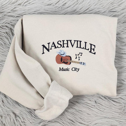 Nashville Embroidered Crewneck - Music City Sweatshirt - Nashville Tennessee - County Music Crewneck - T-shirt - Sweatshirt - Hoodie