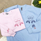 Embroidered Game Controller Shirt, Custom Embroidered Name Date Couple Sweatshirt, Personalized Anniversary Gift, Valentines Gift For Her il_794xN.6363126743_r1jz.jpg