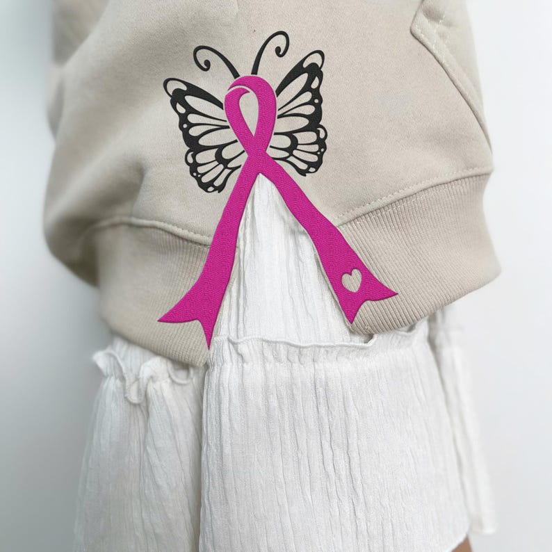 Cancer Ribbon Bow Applique Side Bow Cut-Out Embroidery Sweatshirt, Plaid Christmas Pullover, Trendy Coquette Bow, Side Bow Sweatshirt il_794xN.6375070102_6o54.jpg