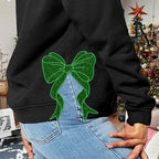 Side Bow Applique Sweatshirt Embroidery, Green Glitter Bow, Christmas Embroidery Sweatshirt, Bow Applique, Motif/Quilted il_794xN.6377199264_6w6s.jpg