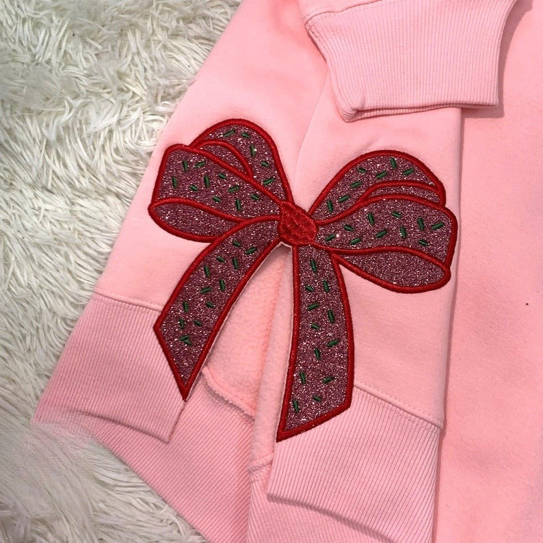 Senior Coquette Bow Embroidered Sweatshirt | Side Bow Applique Hoodie| Christmas Bow Sweatshirt | Glitter Christmas Sweatshirt il_794xN.6378161500_r0kh_1.jpg