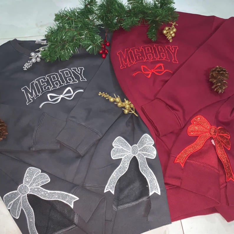 Merry Side Bow Sweatshirt, Embroidery Bow Cut-out Holiday Sweatshirt, Trendy Coquette Bow il_794xN.6386836764_athy.jpg