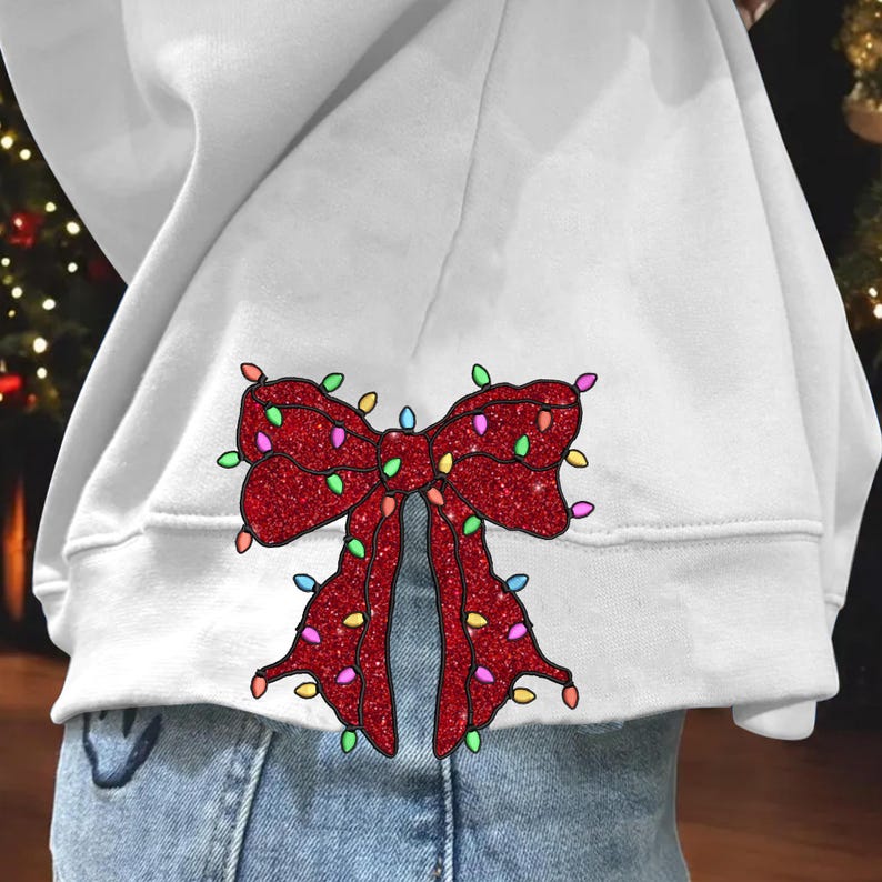 Christmas Light Side Bow Applique Side Bow Embroidery Sweatshirt, Christmas Coquette Bow Sweatshirt Seam Side Bow il_794xN.6387050358_rpej.jpg