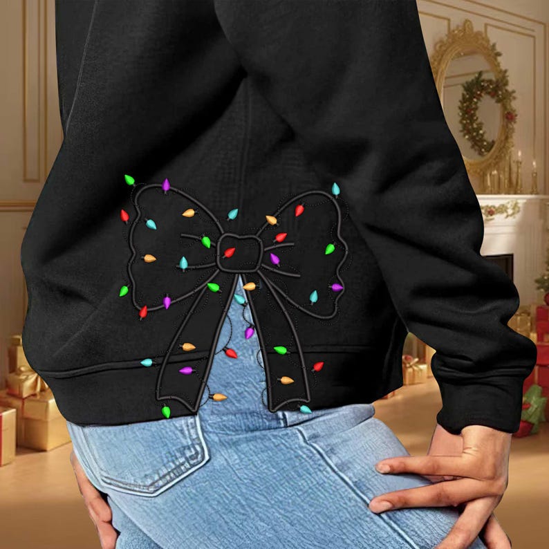 Christmas Light Side Embroidery Sweatshirt, Side Cut Out Embroidery Sweatshirt, Bow Appliqu Embroidery Sweatshirt, Merry Christmas il_794xN.6389584606_ncxn.jpg