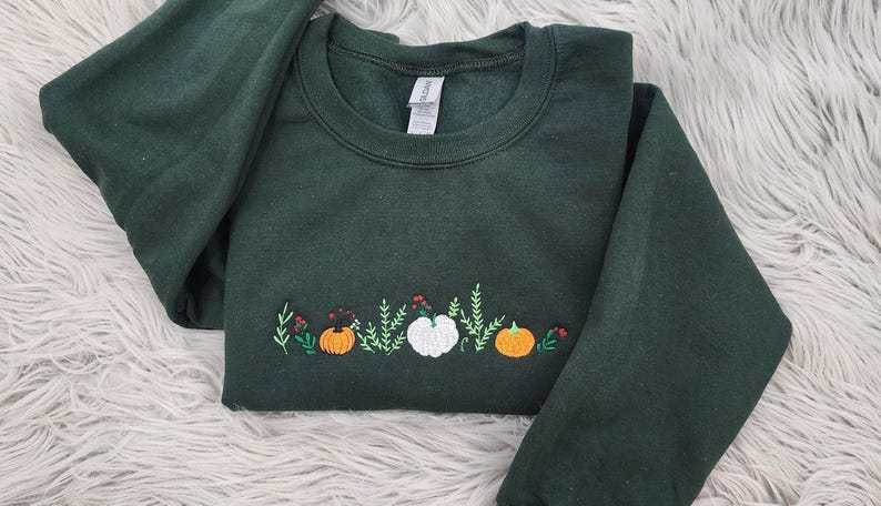 Enchanted Fall Pumpkins Embroidered Crewneck - Pumpkin Patch Crewneck - Autumn Style- Pumpkin Forest - T-Shirt - Sweatshirt - Hoodie