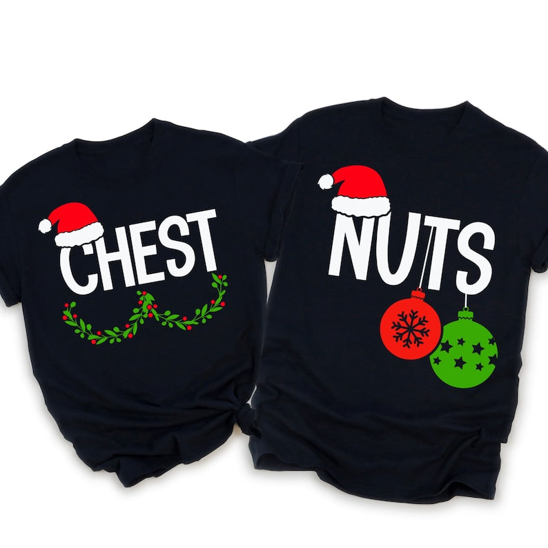 Chest Nuts Christmas Sweatshirts Couples Christmas Shirts Family Holiday Hoodie Boyfriend Christmas Gift for Couple Ugly Christmas Sweater