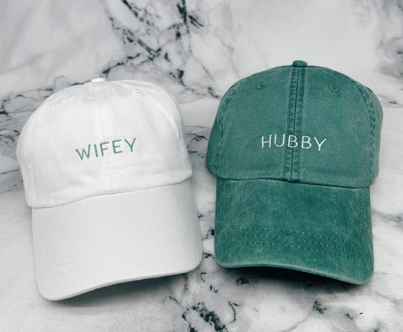Embroidered Hubby or Wifey Hat | Mr and Mrs Hat | Honeymoon Hat | Honeymoon Gift | Newlywed Gift | Wedding Gift | Husband Wife Hat il_794xN.6406482790_clcn.jpg