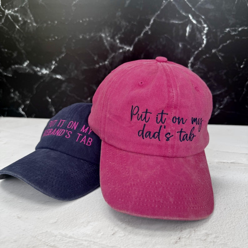 Put It On My Husband's Tab Hat, Put It On My Dads Tab Cap, Embroidered Funny Hat, Gift for wife, Custom Embroidered Hat, Christmas Gift