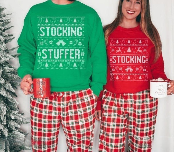Couples Ugly Christmas Sweater, I'm Her Stocking Stuffer, Funny Couple Matching Christmas Sweatshirt, Ugly Sweater Holiday Party Outfit Xmas il_794xN.6411210409_eeum_2.jpg