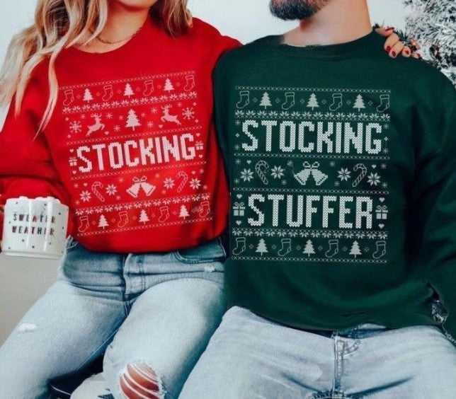 Couples Ugly Christmas Sweater, I'm Her Stocking Stuffer, Funny Couple Matching Christmas Sweatshirt, Ugly Sweater Holiday Party Outfit Xmas il_794xN.6411214433_aovh_1_1.jpg