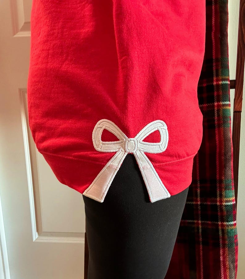 Merry and Bright Embroidered Bow Sweatshirt / Side Bow Applique Sweatshirt / Christmas Bow Sweatshirt / Glitter Christmas Sweatshirt il_794xN.6411381369_31ri.jpg