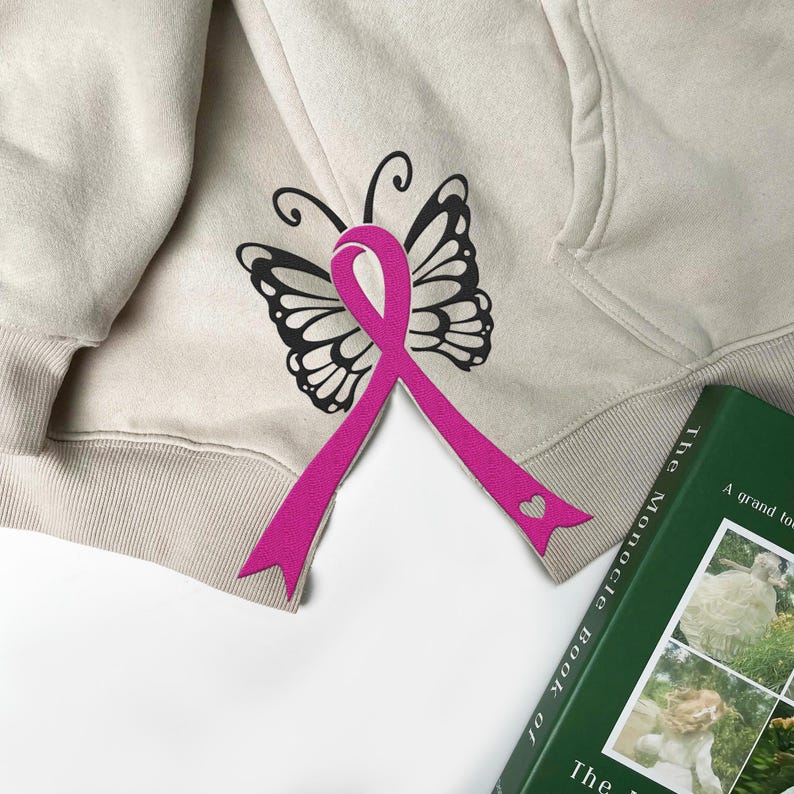 Cancer Ribbon Bow Applique Side Bow Cut-Out Embroidery Sweatshirt, Plaid Christmas Pullover, Trendy Coquette Bow, Side Bow Sweatshirt il_794xN.6423153815_qjwc.jpg