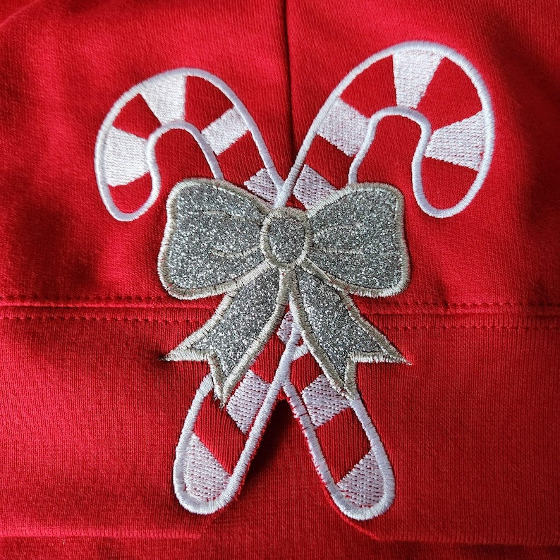 Side Candy Cane Applique Embroidery Sweatshirt, Side Bow Glitter Sweatshirt, Christmas Bow Gift il_794xN.6424550555_t358.jpg