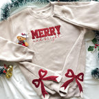Merry and Bright Glitter Embroidered Bow Sweatshirt, Side Bow Glitter Sweatshirt, Custom Grandmillennial Coquette Style, Christmas Bow Gift il_794xN.6425309991_jjt2.jpg