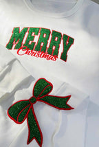 Merry Christmas Embroidered Bow Sweatshirt, Side Bow Applique Sweatshirt, Embroidered Bow Glitter Sweatshirt, Cute Bow Sweatshirt il_794xN.6425353985_53h5.jpg
