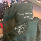 Custom Your Handwriting Embroidered Sweatshirt, Embroidered Couple Message Shirt, Couple Matching Sweatshirt, Personalized Gift For Him Her il_794xN.6425425417_gy5m_27a4f57d-0c99-4024-b129-5e8b5d444056.jpg