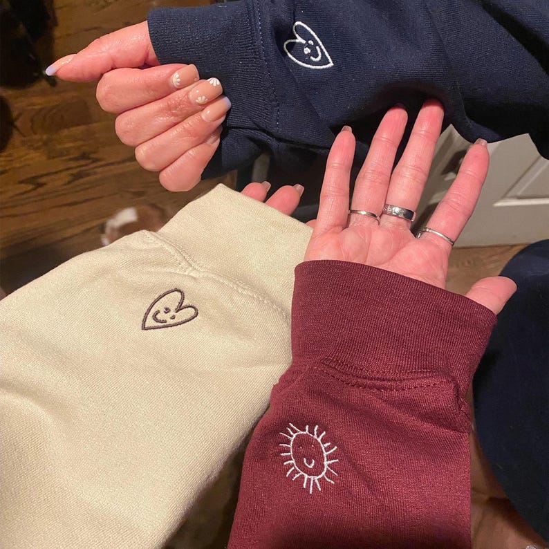 Custom Your Handwriting Embroidered Sweatshirt, Embroidered Couple Message Shirt, Couple Matching Sweatshirt, Personalized Gift For Him Her il_794xN.6425425429_l2pi.jpg
