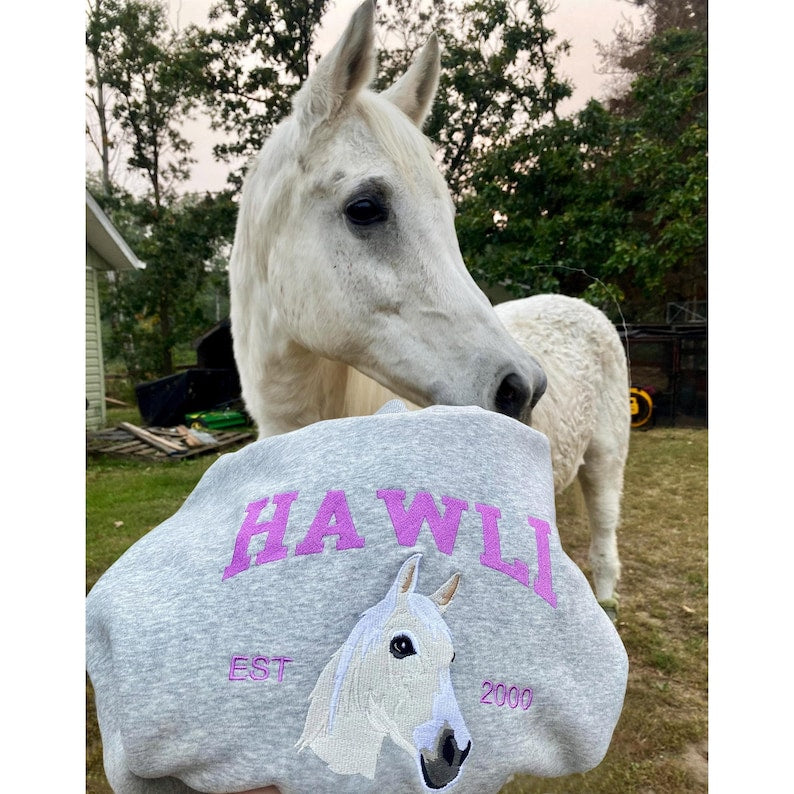 Custom Embroidered Horse Sweatshirt Custom Embroidered Varsity Pet From Your Photo Sweatshirt,Hoodie with Dog Name,Dog Owner Gift il_794xN.6437862765_8dtc.jpg