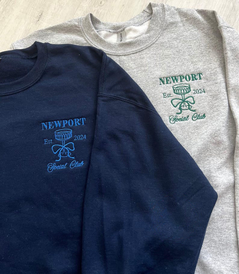 Custom Embroidered Bachelorette Party Sweatshirt, Bridal Shower Gift, Left Pocket Embroidery, Bridesmaid Gift, Girls Club Sweater