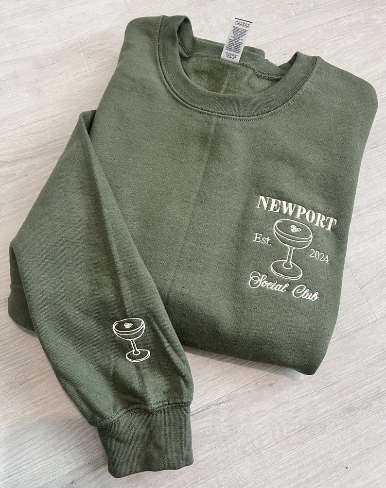 Custom Embroidered Bachelorette Party Sweatshirt, Bridal Shower Gift, Left Pocket Embroidery, Bridesmaid Gift, Girls Club Sweater
