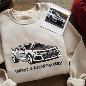 Personalised Car Hoodie, T-Shirt and Jumper, Custom Embroidered Car Hoodie Gift for Car Guys and Enthusiast, Car Gift Realistic Photo Design