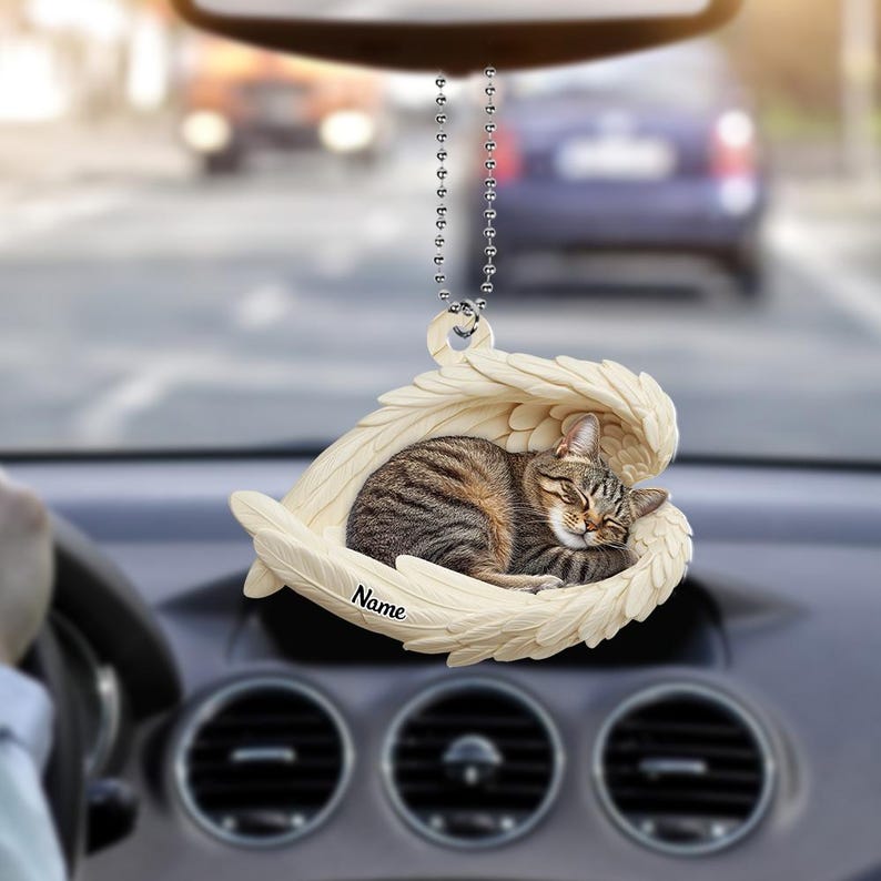 Personalized Tabby Cat Sleeping Angel Wings Ornament, Tabby Cat Christmas Ornament Gift, Car Ornament, Gift For Pet Lovers il_794xN.6456047144_2pfr.jpg