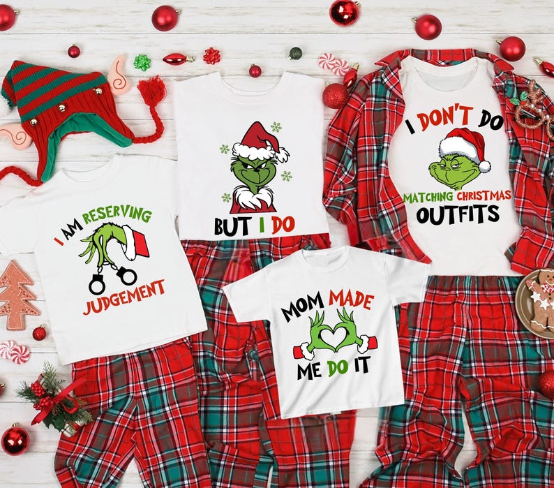 The Grinchy Christmas Family Matching Shirts, Family Men Funny shirt, I Don't Do Matching Christmas Outfits, But I Do Tee, Christmas gifts