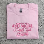 Anti Social Book Club Embroidered Crewneck, Book Club Shirt, Book Lover Crewneck, Bookish Crewneck, Book Club Sweatshirt - Hoodie