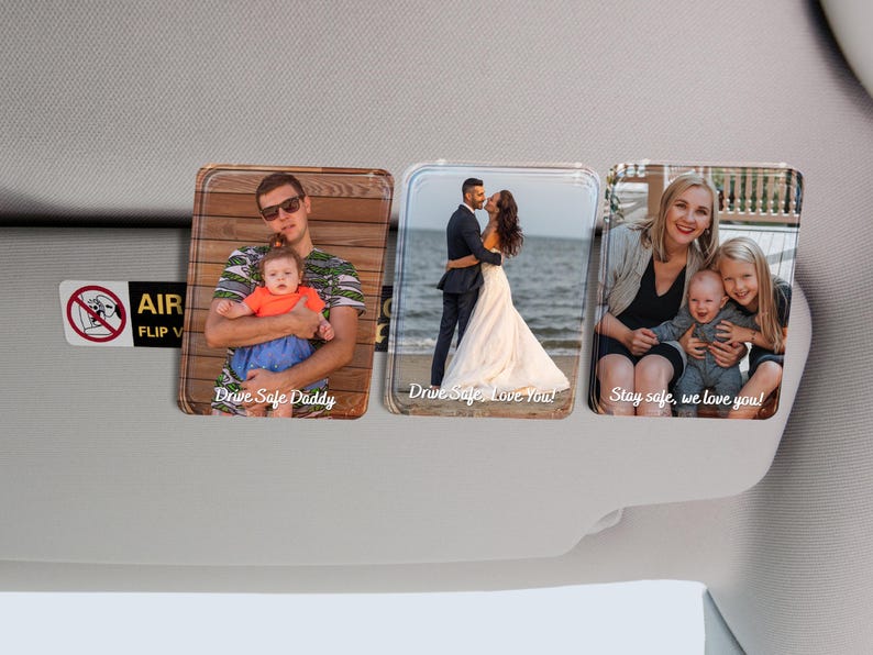 Add Your Own Photo Car Visor Clip, Sun Visor Picture Clip, Car Photo Decor, Family Portrait Sun Visor Clip, Picture Frame for Car Gift il_794xN.6494536157_95cu.jpg